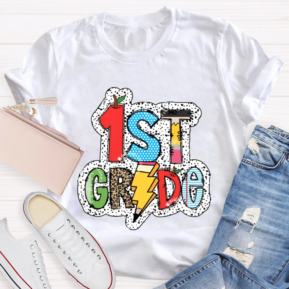 Personalized Grade Apple Pencil Back To School Teacher T-Shirt