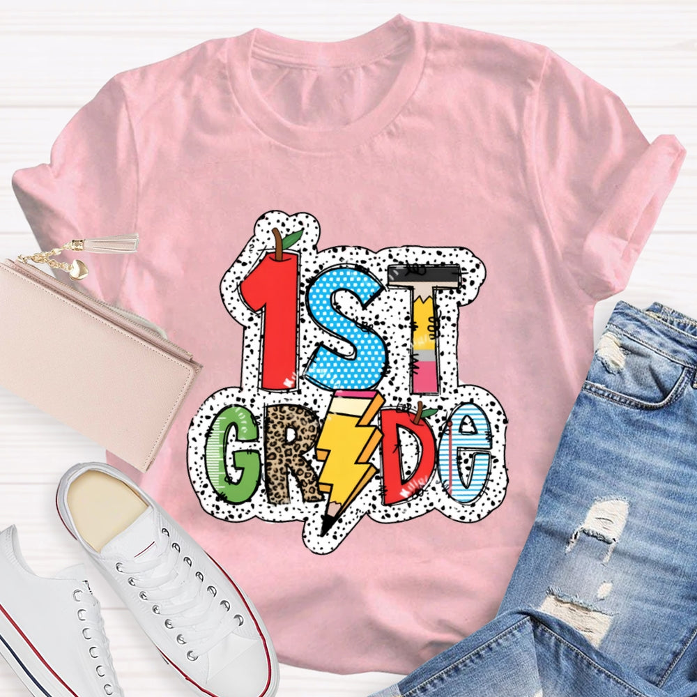 Personalized Grade Apple Pencil Back To School Teacher T-Shirt