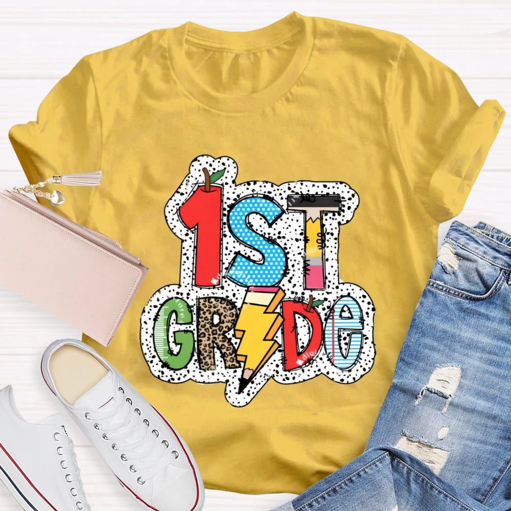 Personalized Grade Apple Pencil Back To School Teacher T-Shirt