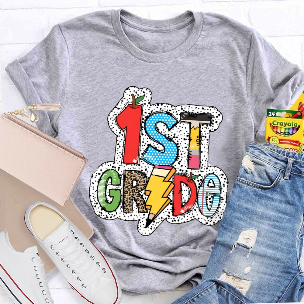 Personalized Grade Apple Pencil Back To School Teacher T-Shirt