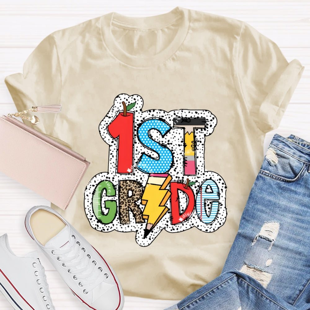 Personalized Grade Apple Pencil Back To School Teacher T-Shirt