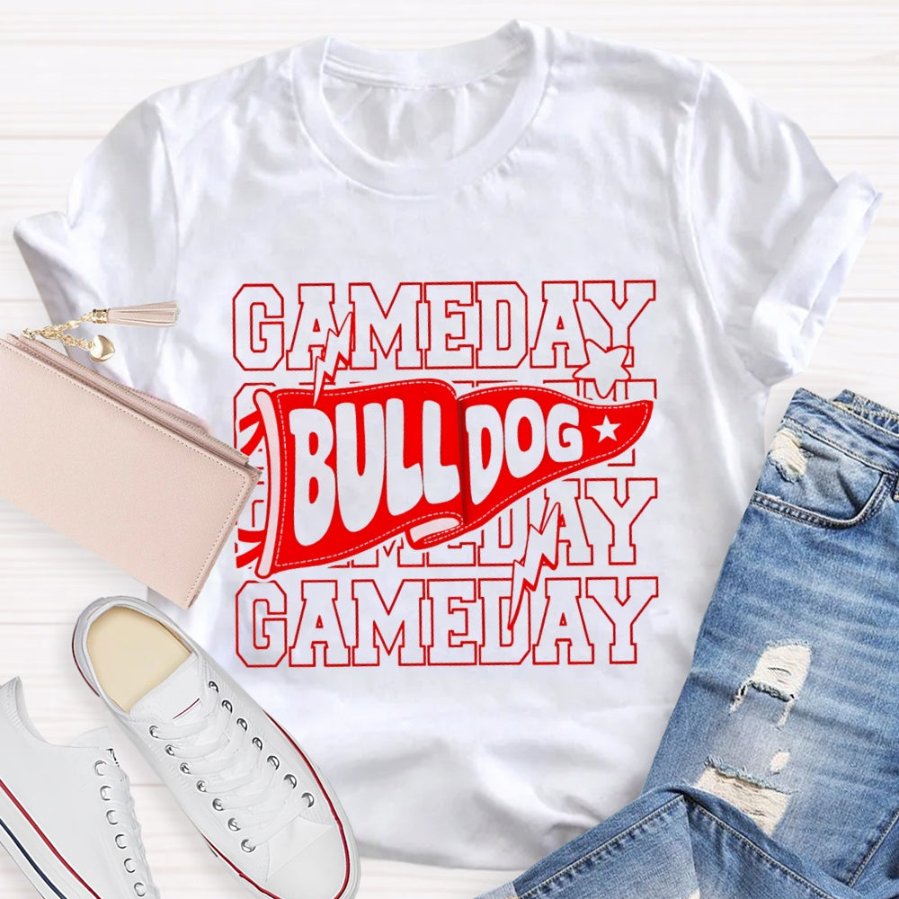 Personalized Mascon Bull Dog Flag Game Day T-Shirt