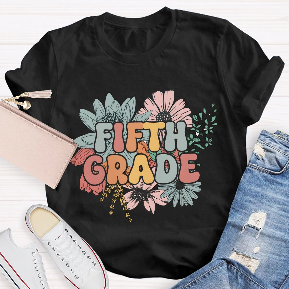 Personalized Grade Back To School Floral T-Shirt