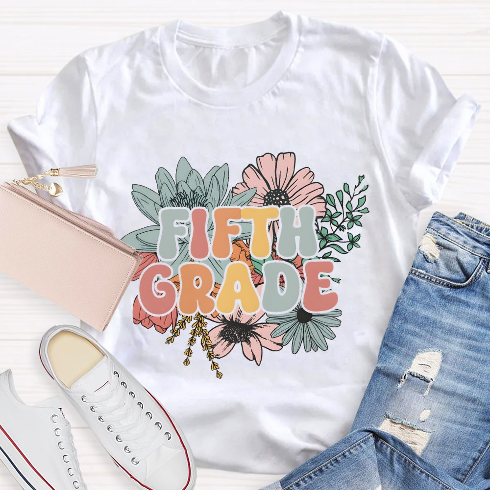 Personalized Grade Back To School Floral T-Shirt