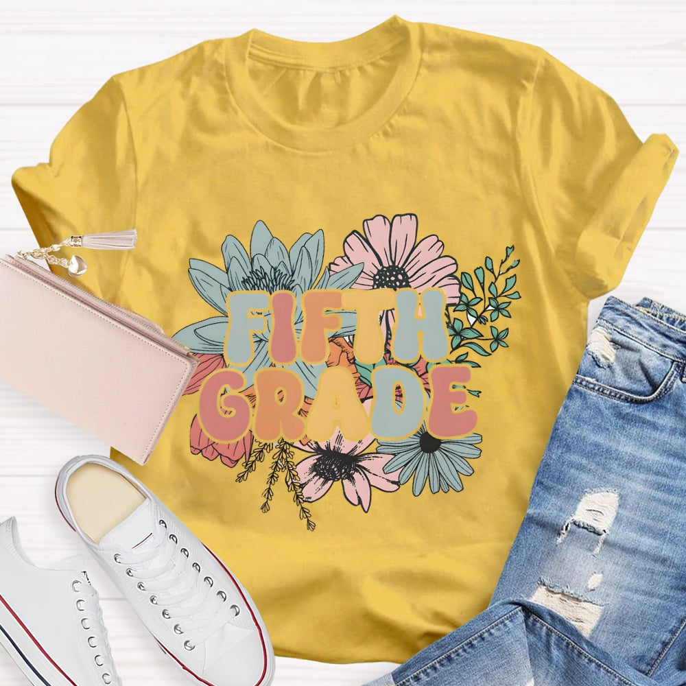 Personalized Grade Back To School Floral T-Shirt