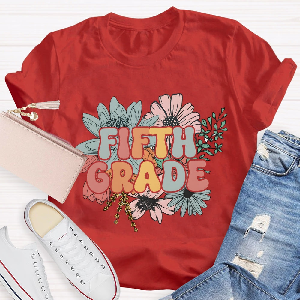Personalized Grade Back To School Floral T-Shirt