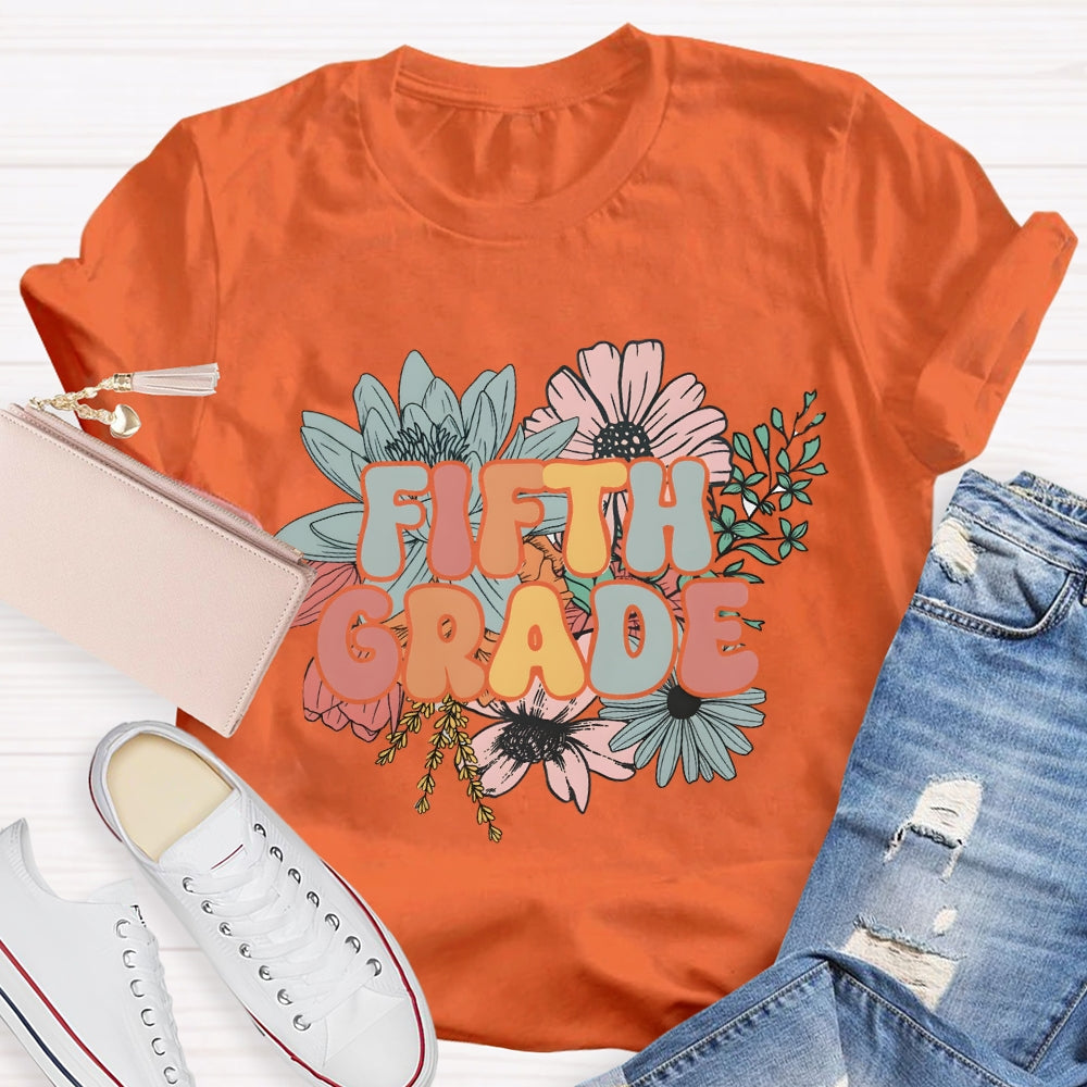 Personalized Grade Back To School Floral T-Shirt