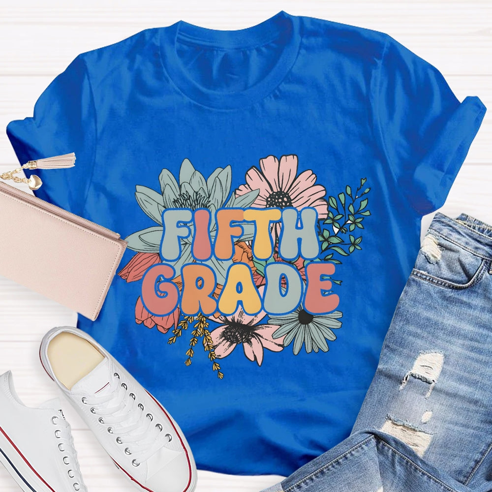 Personalized Grade Back To School Floral T-Shirt