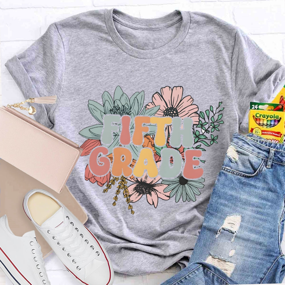 Personalized Grade Back To School Floral T-Shirt