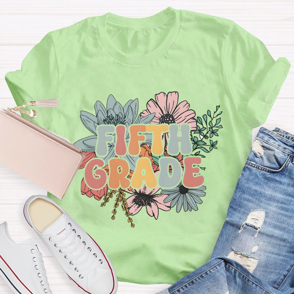 Personalized Grade Back To School Floral T-Shirt