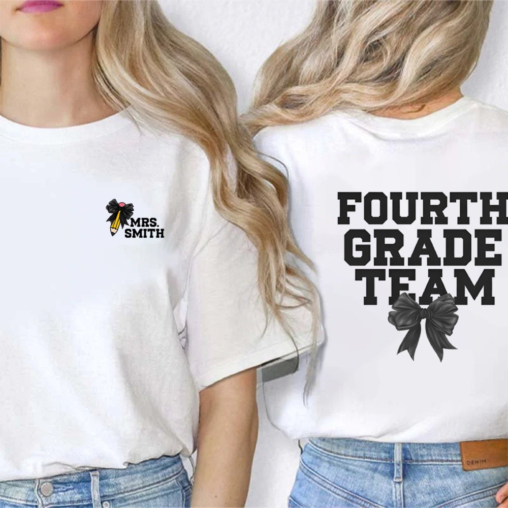 Personalized Grade And Name Team Double Printed T-shirt