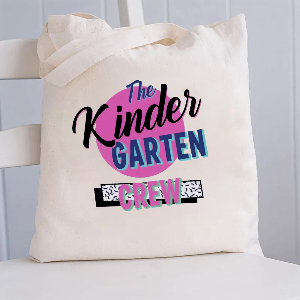 Personalized Grade Kinder Garten Crew Canvas Tote Bag
