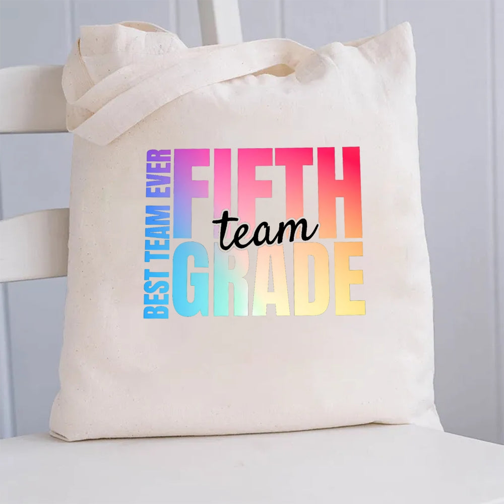 Personalized Grade Fifth Grade Best Team Ever Canvas Tote Bag