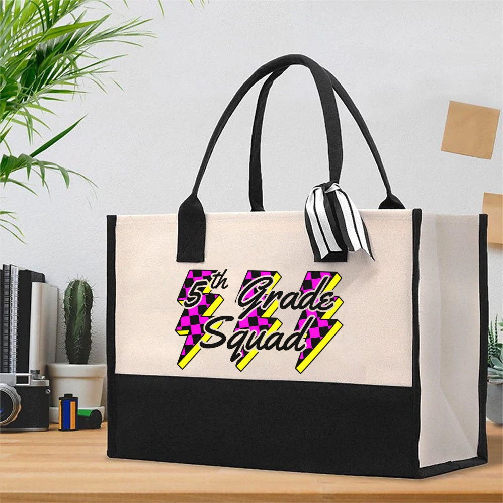 Personalized Grade 5th Grade Squad Cotton Tote Bag