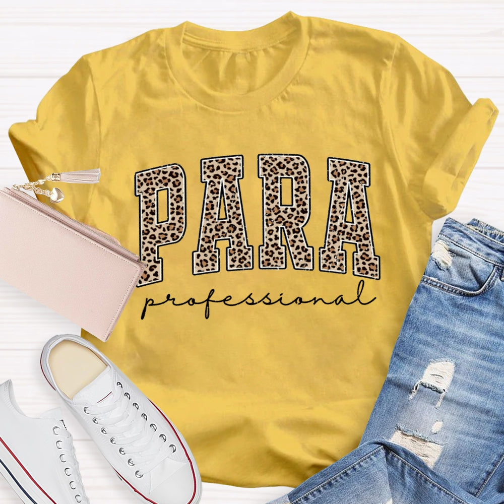 Paraprofessional Teacher Leopard Para T-shirt