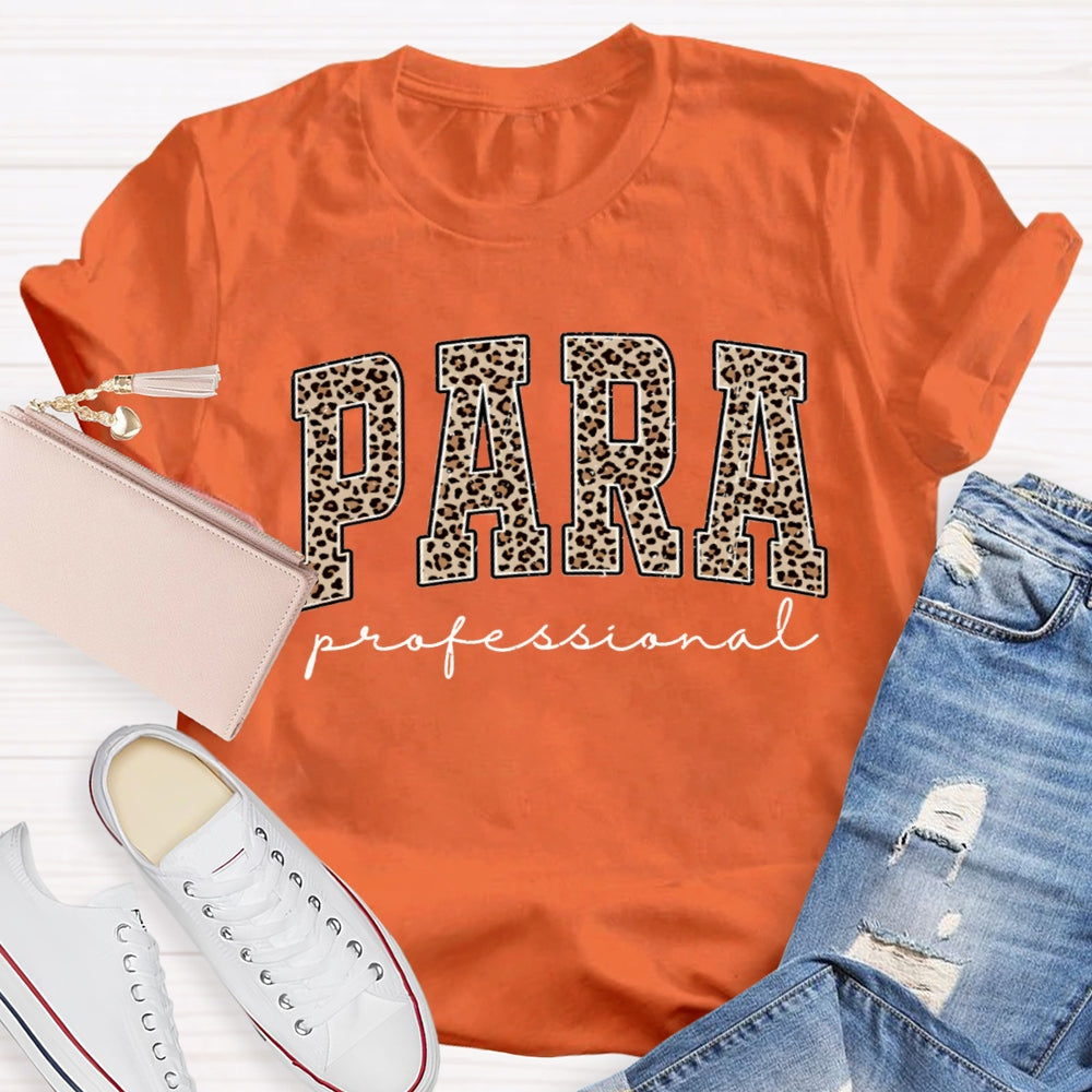 Paraprofessional Teacher Leopard Para T-shirt