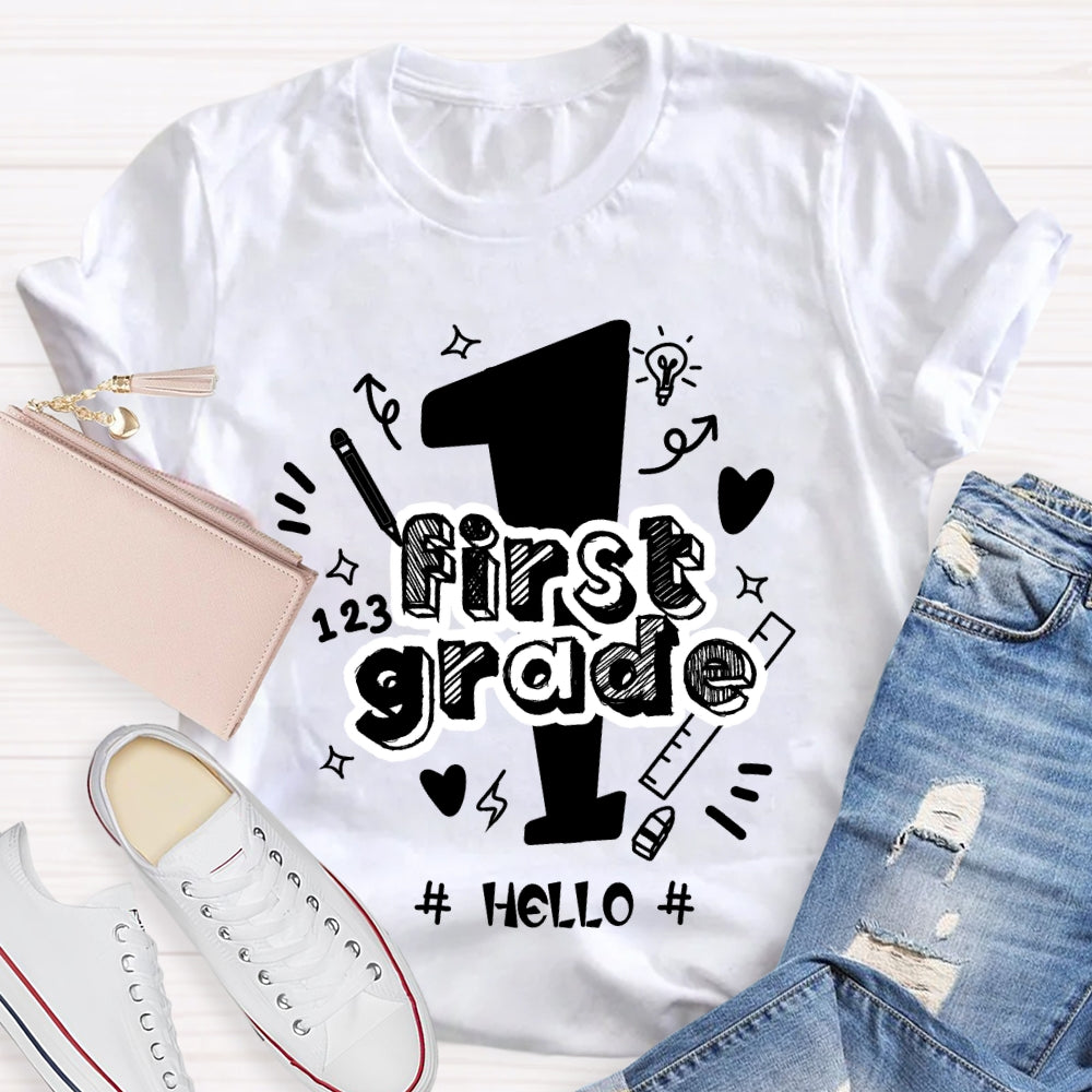 Personalized Grade Hello First Grade Back To School T-shirt
