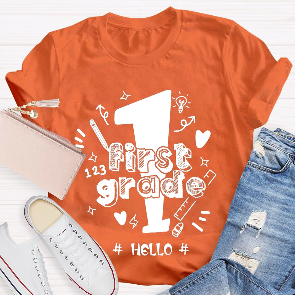 Personalized Grade Hello First Grade Back To School T-shirt