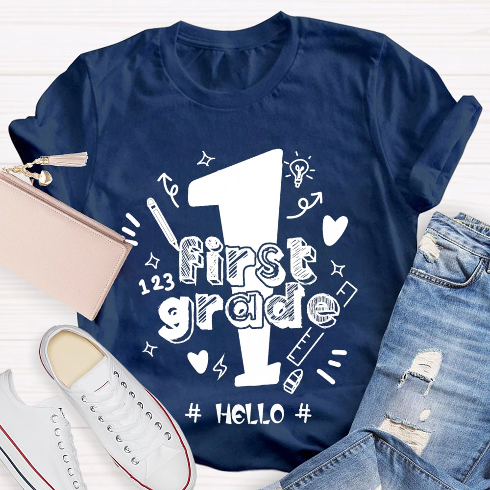 Personalized Grade Hello First Grade Back To School T-shirt