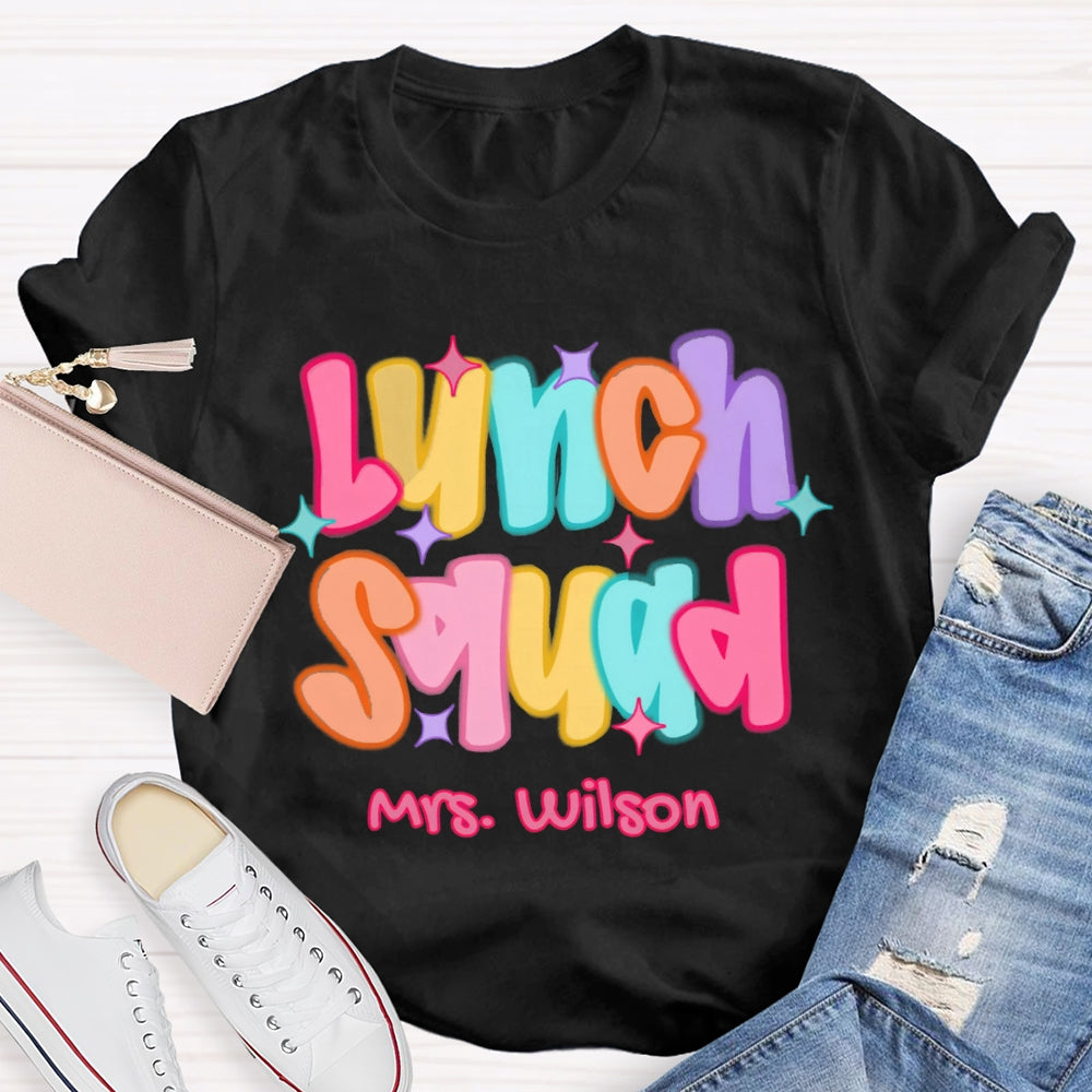 Personalized Name Lunch Squad Colorful Star T-shirt