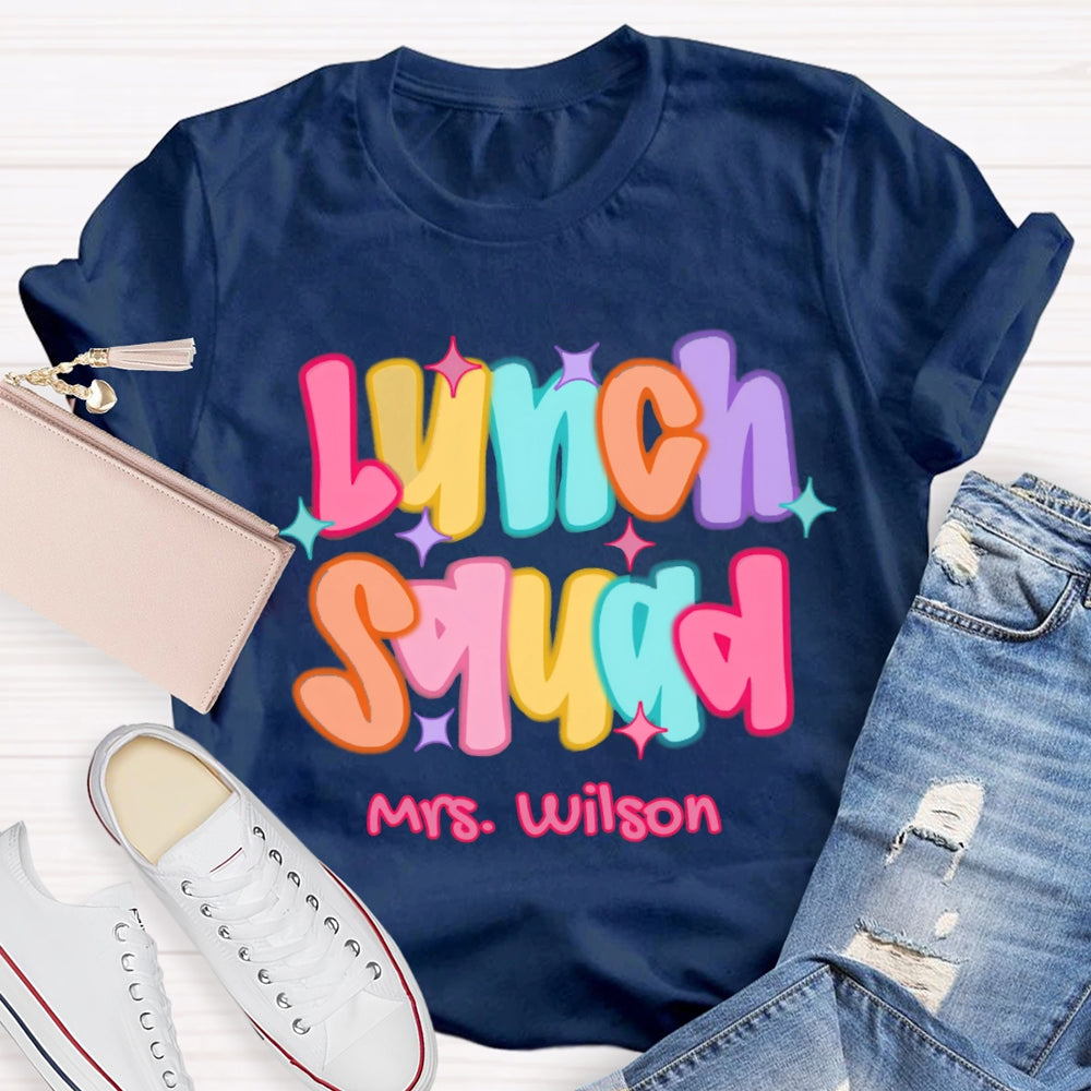 Personalized Name Lunch Squad Colorful Star T-shirt