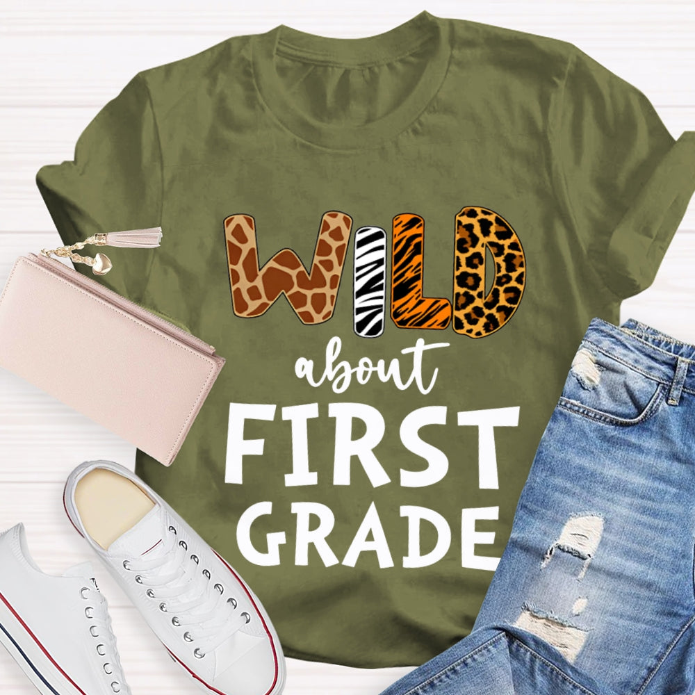 Personalized Grade Wild About First Grade T-shirt