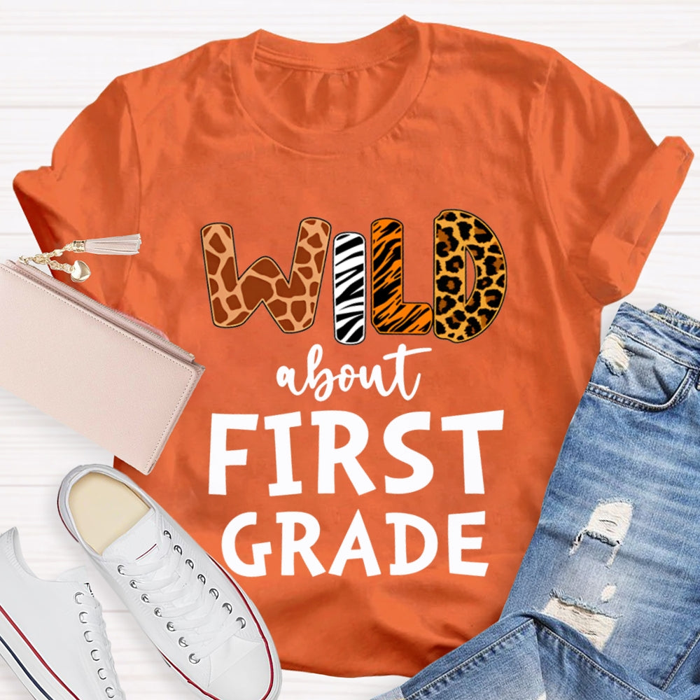 Personalized Grade Wild About First Grade T-shirt
