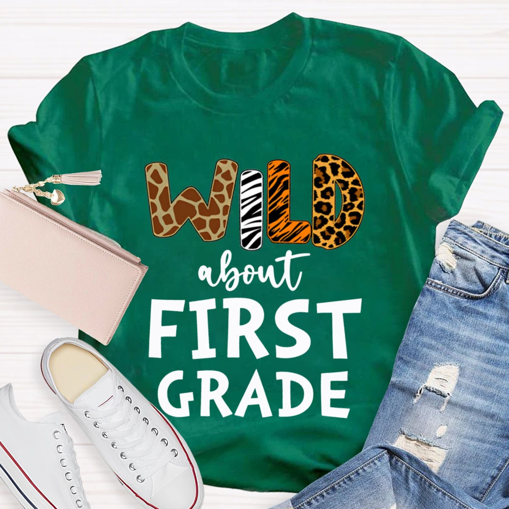 Personalized Grade Wild About First Grade T-shirt