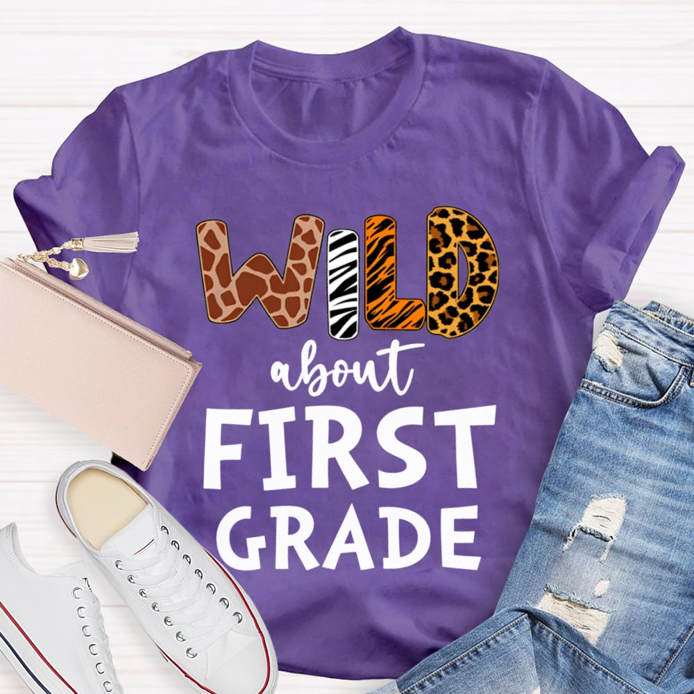 Personalized Grade Wild About First Grade T-shirt