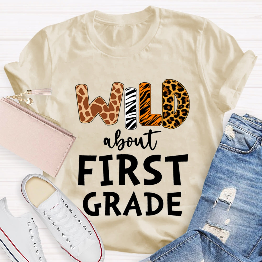 Personalized Grade Wild About First Grade T-shirt