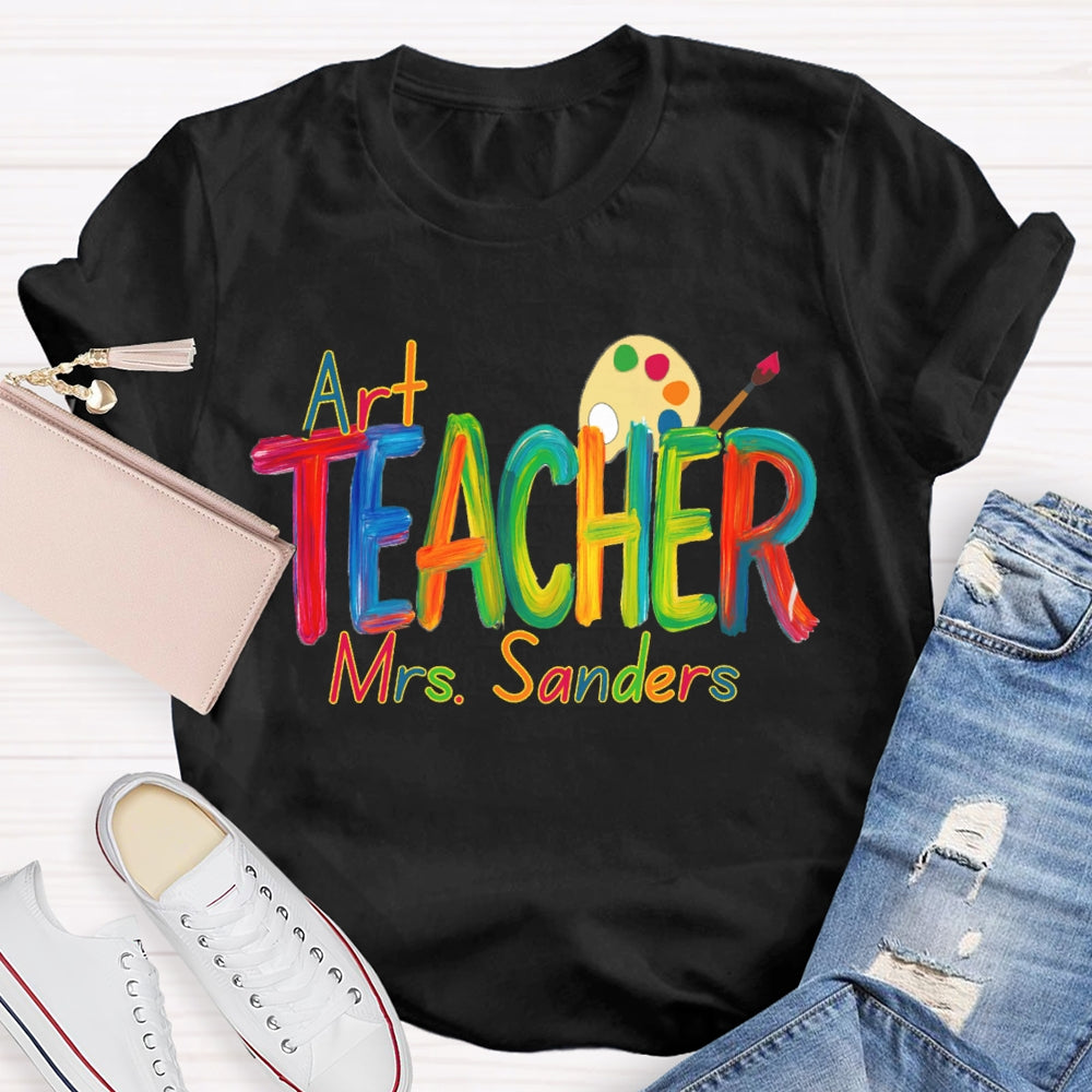 Personalized  Art Teacher Name Paint Tray T-shirt