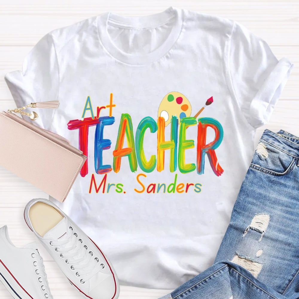 Personalized  Art Teacher Name Paint Tray T-shirt