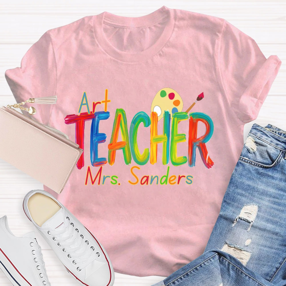 Personalized  Art Teacher Name Paint Tray T-shirt