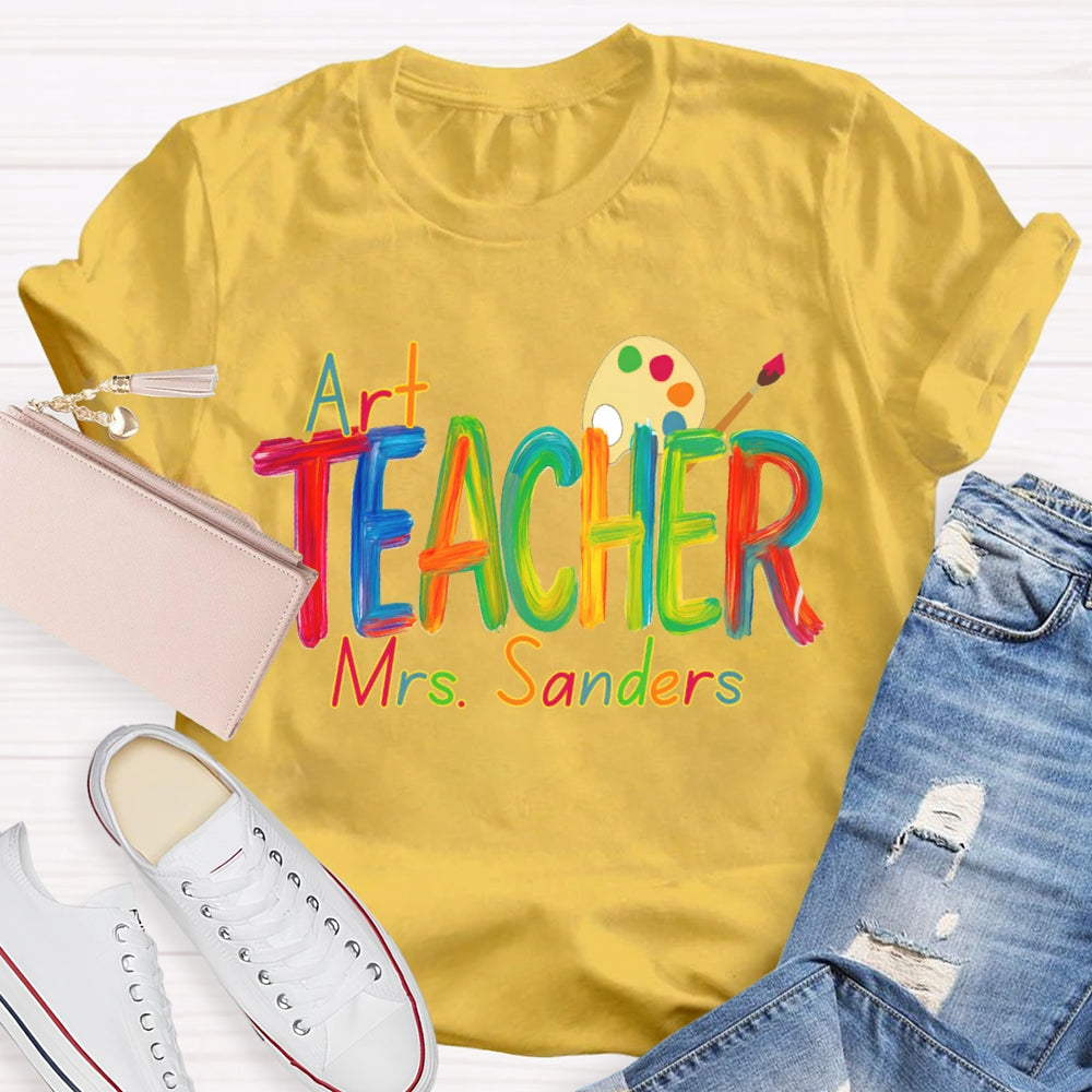 Personalized  Art Teacher Name Paint Tray T-shirt