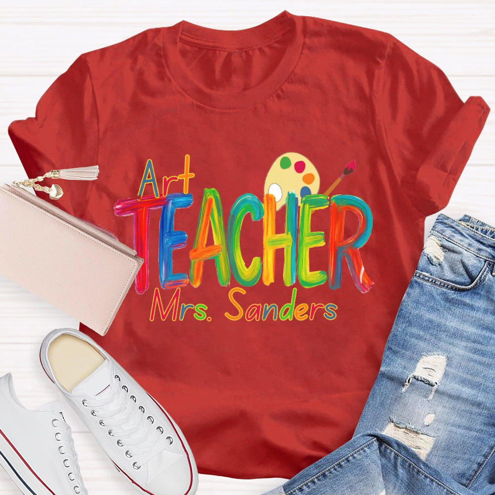 Personalized  Art Teacher Name Paint Tray T-shirt