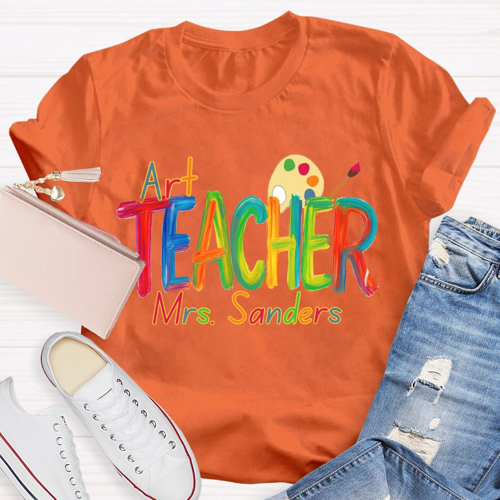 Personalized  Art Teacher Name Paint Tray T-shirt