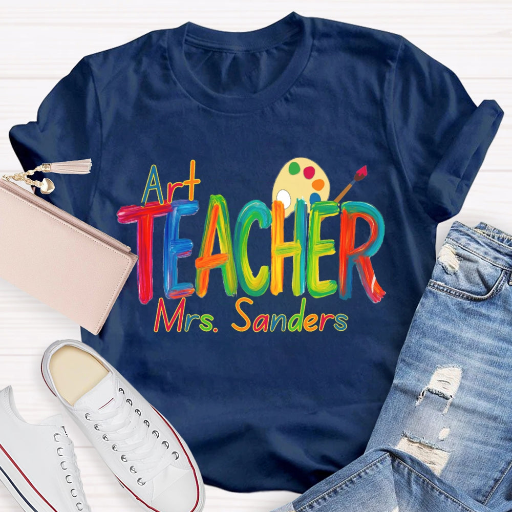 Personalized  Art Teacher Name Paint Tray T-shirt