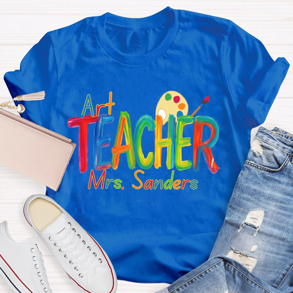 Personalized  Art Teacher Name Paint Tray T-shirt