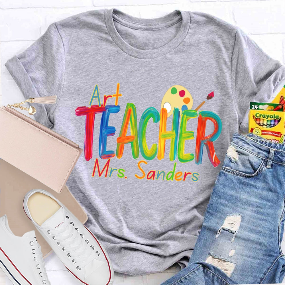 Personalized  Art Teacher Name Paint Tray T-shirt