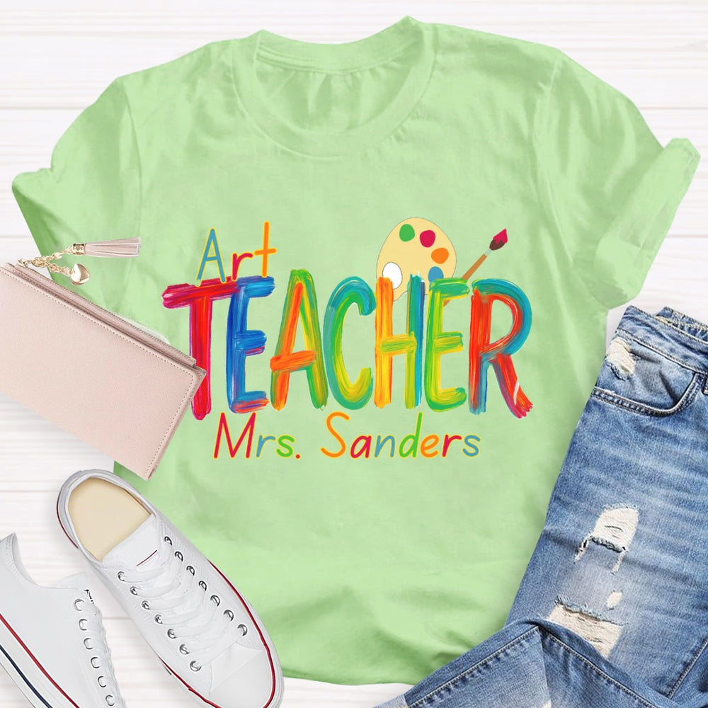 Personalized  Art Teacher Name Paint Tray T-shirt