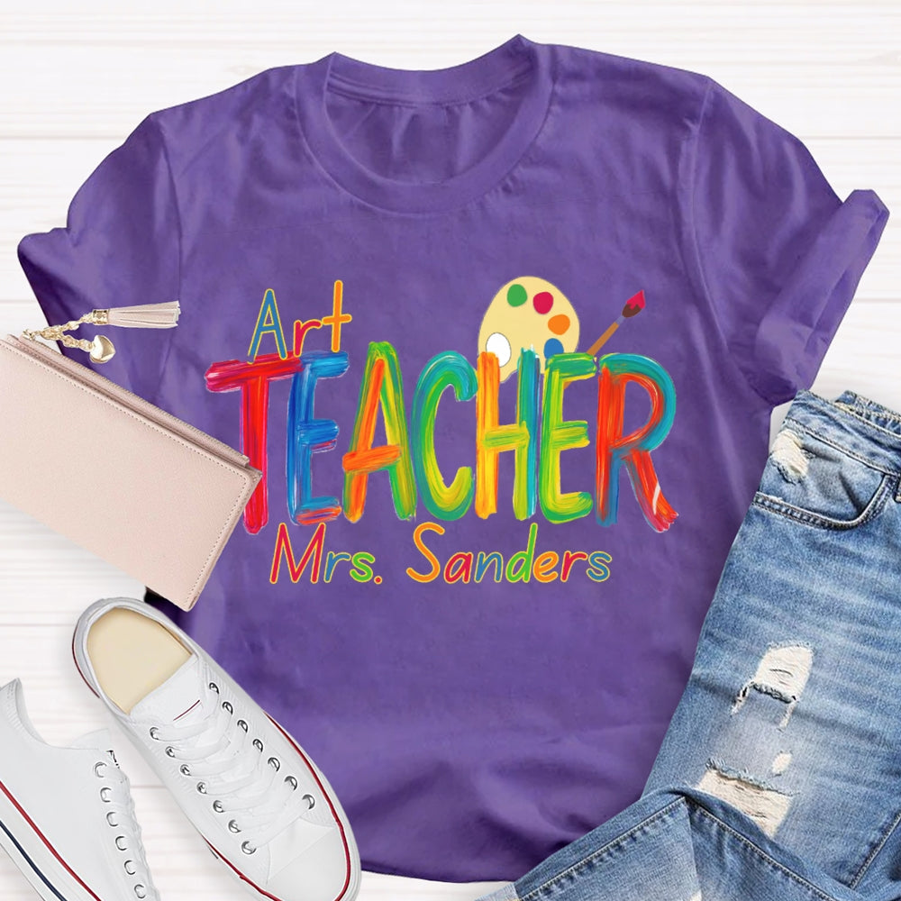Personalized  Art Teacher Name Paint Tray T-shirt