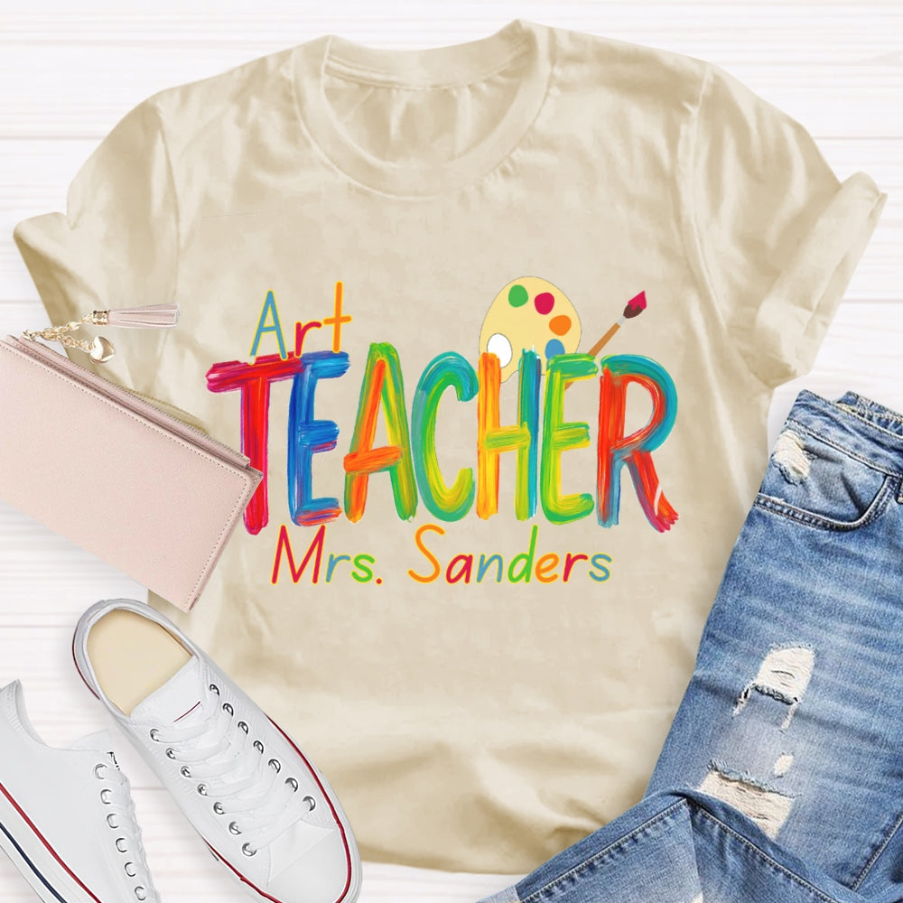 Personalized  Art Teacher Name Paint Tray T-shirt