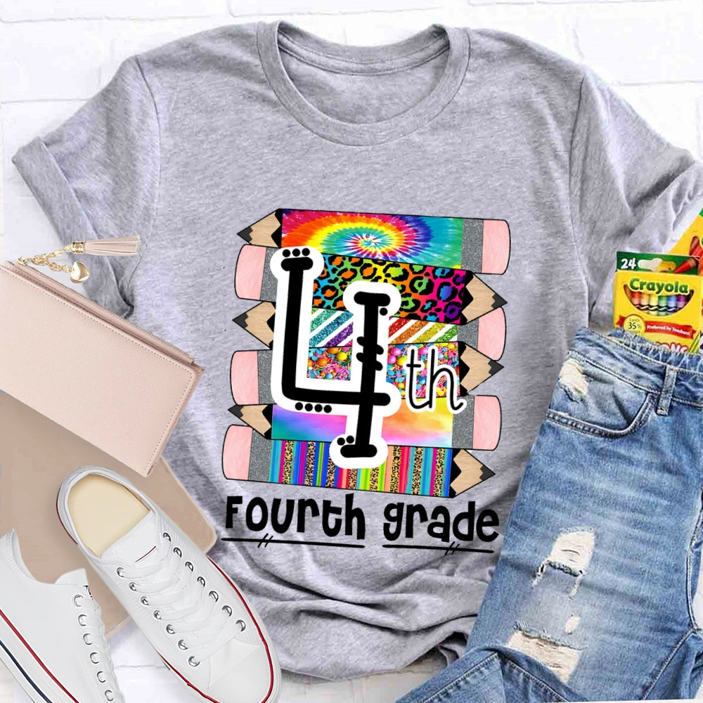Personalized Grade K Is For Kindergarten Colored Pencil Prints T-shirt