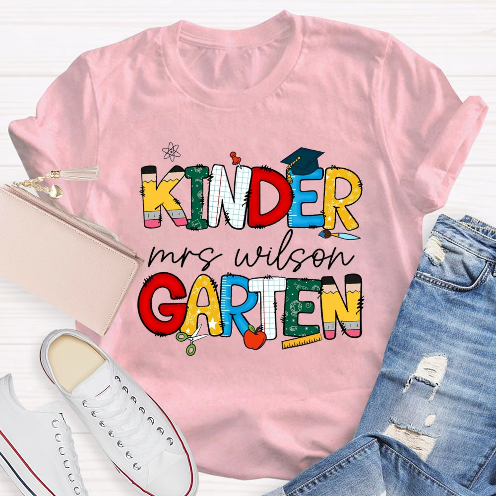 Personalized Grade And Name Colorful Letter Print T-shirt