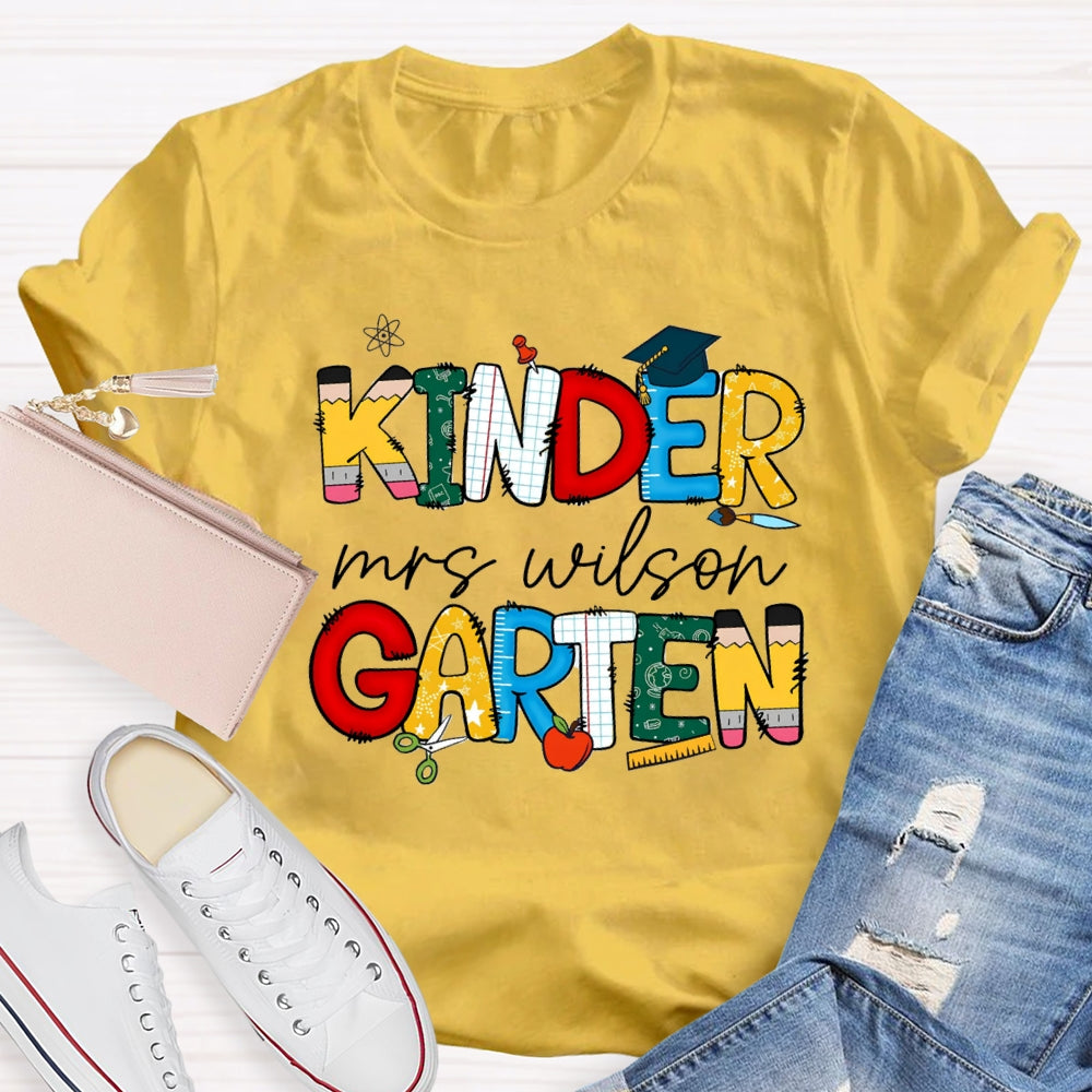 Personalized Grade And Name Colorful Letter Print T-shirt