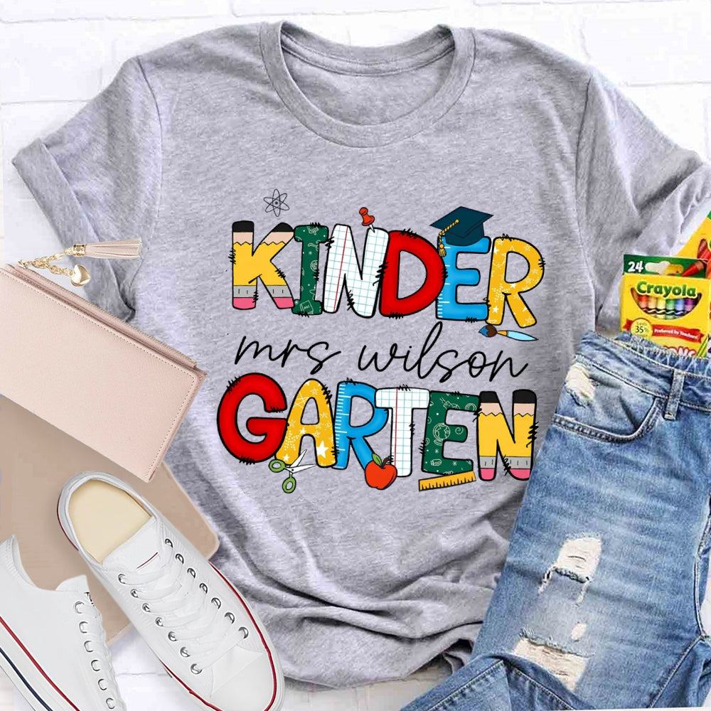Personalized Grade And Name Colorful Letter Print T-shirt