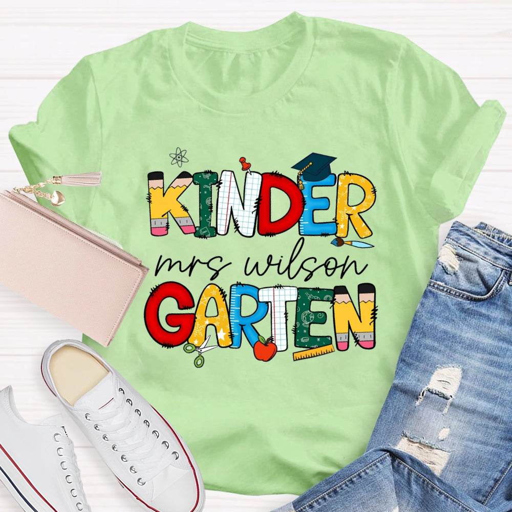 Personalized Grade And Name Colorful Letter Print T-shirt