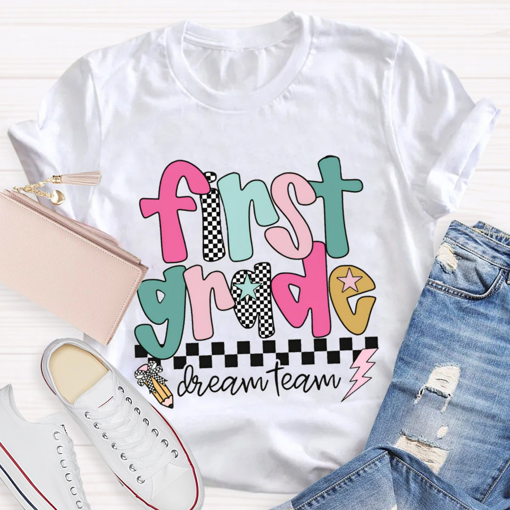 Personalized Grade Dream Team Checkerboard T-shirt