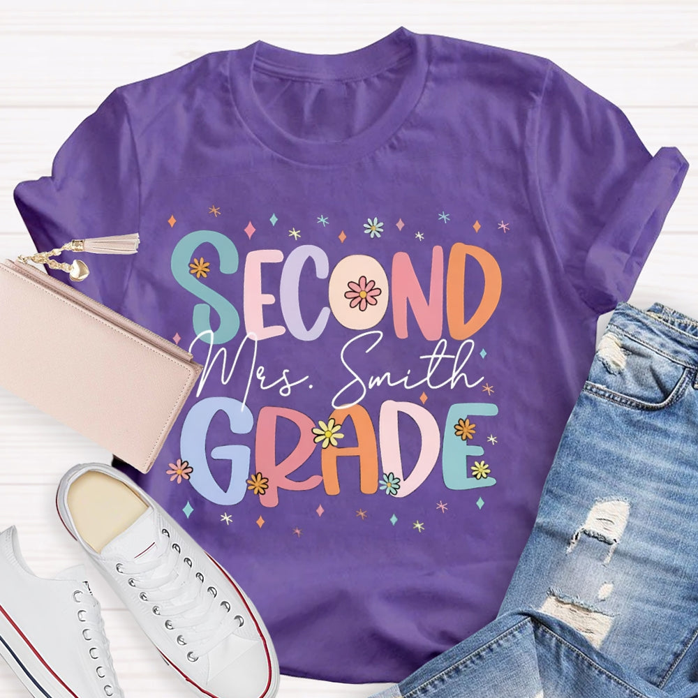 Personalized Cute Flower Collage Design Teacher T-Shirt