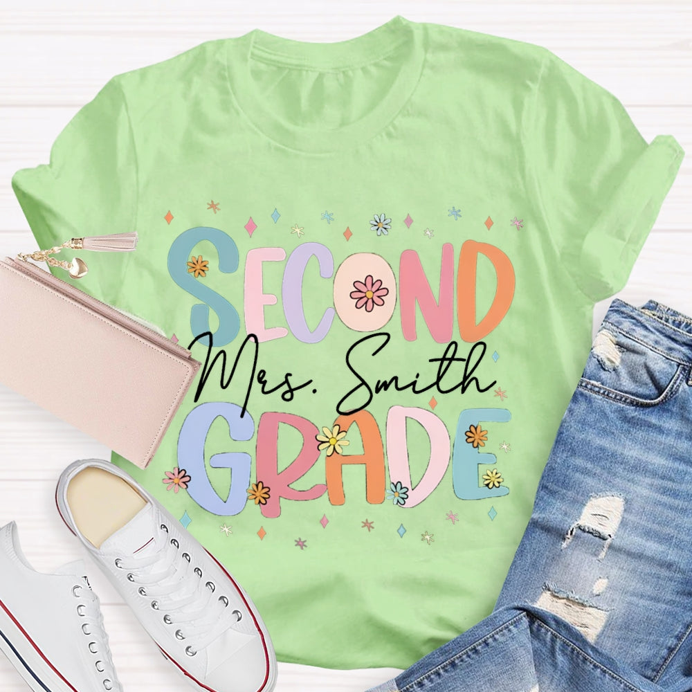 Personalized Cute Flower Collage Design Teacher T-Shirt